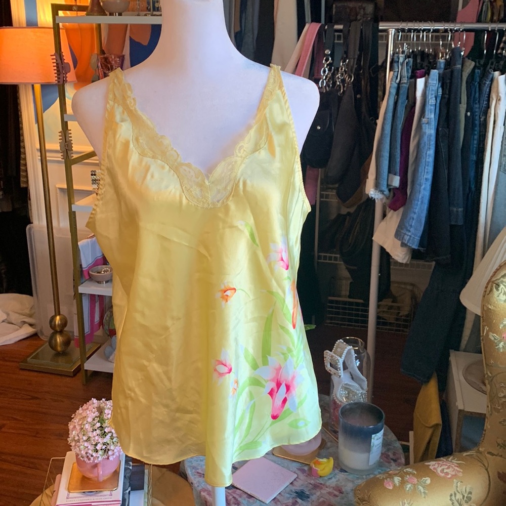 💗Silk-like pajama floral tank top